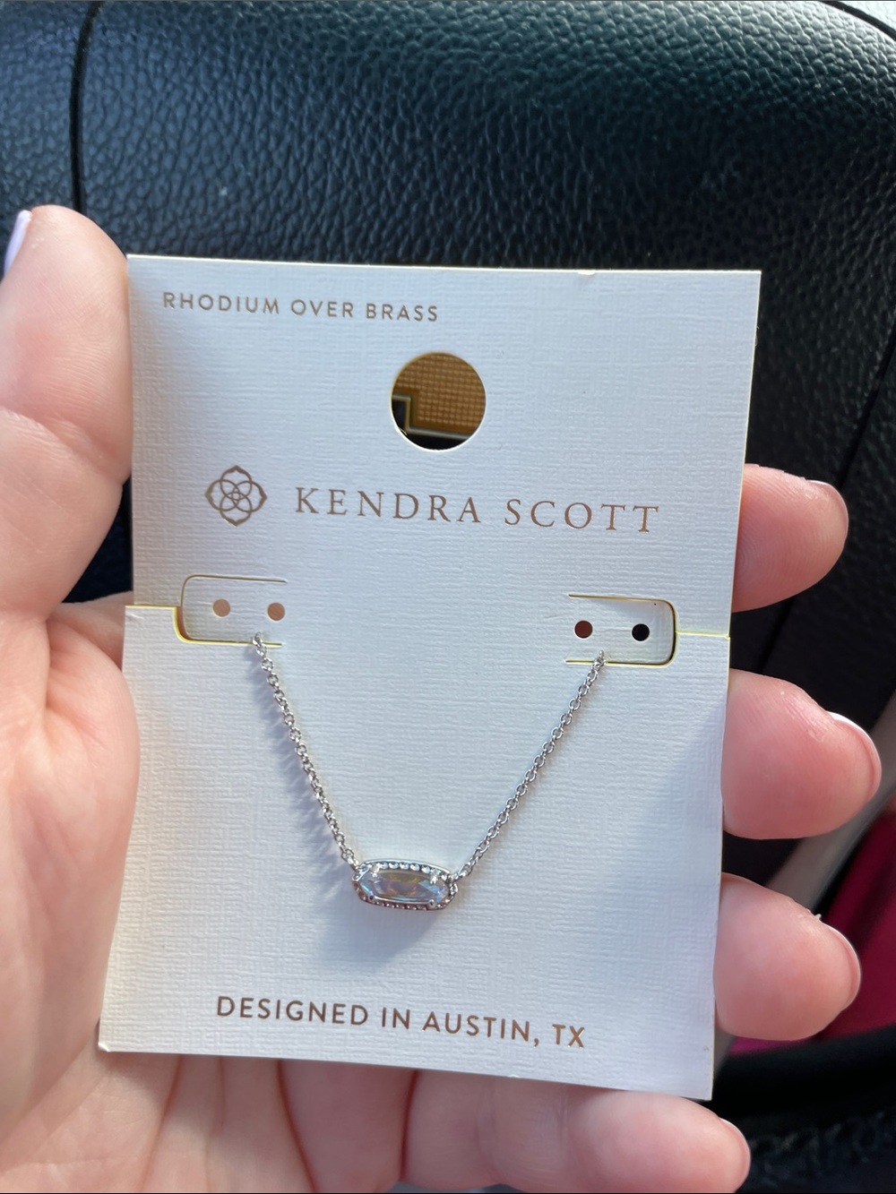 Kendra Scott Silver Bar Necklace with Clear Stone